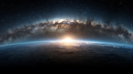 Wall Mural - 360 degree equirectangular projection space background with nebula and stars, environment map. HDRI spherical panorama. .