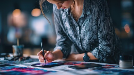 Senior web developer with glasses creates innovative application interface prototype ideas using pencil, working at a desk in a modern office
