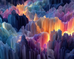 Wall Mural - futuristic gradient background with floating pixel elements