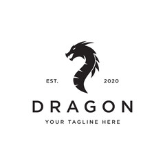 Wall Mural - Creative mythological legend fire dragon logo template design.logo for emblem, tattoo, branding.