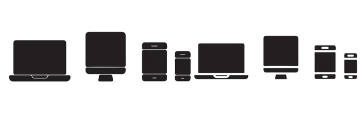 Wall Mural - set of smart devices and gadgets, computer equipment and electronics. electronic devices icons for w