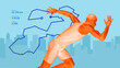 © Lustre Art Group  - Dynamic runner over cityscape with bold marathon route overlay and performance stats. Modern visual for sports and event promotion. Concept that every run carves resilience into the soul.
