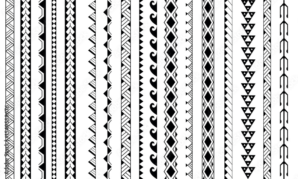 Set of vector ethnic seamless pattern. Ornament bracelet Maori tattoo ...