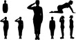 © Misho - silhouette of a soldier woman salute vector set