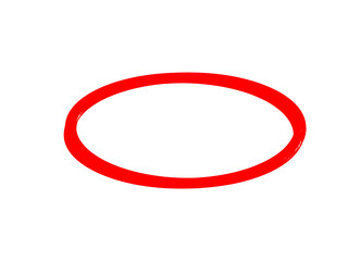 Wall Mural - red oval shape on a black background, simple illustration with a bold outline.