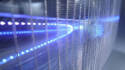 Futuristic blue binary code pattern representing digital technology and data for a web-based business concept