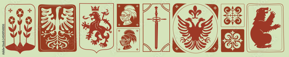 Vector medieval fantasy frames with gothic royal symbols. Hand drawn ...