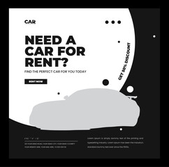 Wall Mural - Rent a car social media banner template design