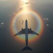 © Parichart - Airplane's vibrant halo: a breathtaking aerial spectacle above clouds.
