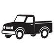 © NasimaAktar - Black silhouette of a pickup truck icon, ideal for delivery services, construction themes, utility vehicles, transportation logos, and off-road automotive vector illustrations.