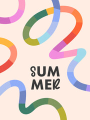 Wall Mural - summer abstract background with bright rainbow lines.modern illustration with colorful shapes.summer