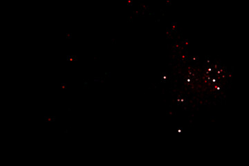 Wall Mural - red blurred bokeh lights on black background. glitter sparkle confetti