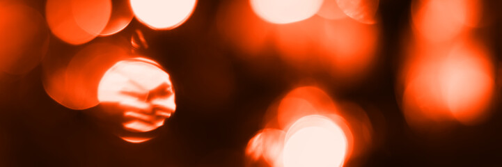 Wall Mural - blurred lights, dark orange abstract background banner