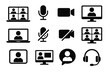 © Bohdan - Video conferencing icons set: microphone, camera, screen, headset for online meetings