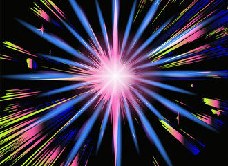 Wall Mural - vector illustration in comic art style, featuring dynamic radial bursts with sharp, vibrant and ener