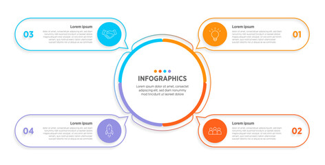 Wall Mural - modern vector infographic label design with circle infographic template design and 4 options or step