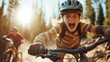 © svastix - A young girl rides her mountain bike joyfully through a sunlit forest trail, her excitement captured as she screams with exhilaration during the thrilling ride.