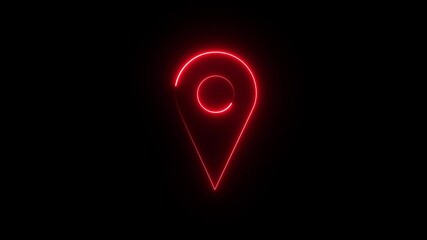 Glowing Neon Effect Location Icon Animation, Location Pin Line video animated,