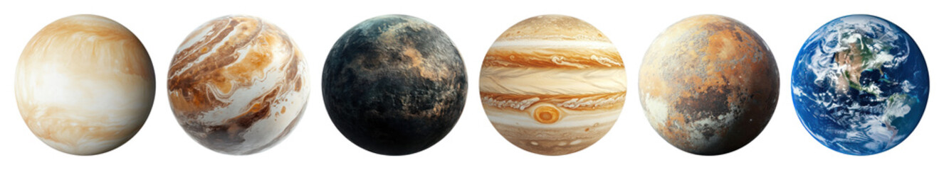 PNG Planets aligned in space illustration, element set on transparent background