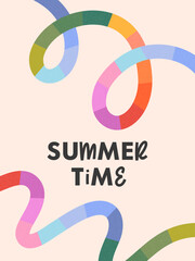 Wall Mural - summer vector illustration with bright rainbow lines.abstract background with multicolored dinamic s