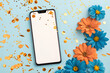 © Nitro arts - White screen Smart phone floral background