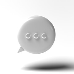 Chat Bubble Icon: A minimalist 3D rendering of a blank chat bubble icon, subtly casting a shadow, against an ethereal backdrop of smooth gradation, symbolizing communication.