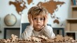 © svastix - A young boy showing frustration while working on a jigsaw puzzle, reflecting the challenges of childhood and the journey toward problem-solving and understanding.