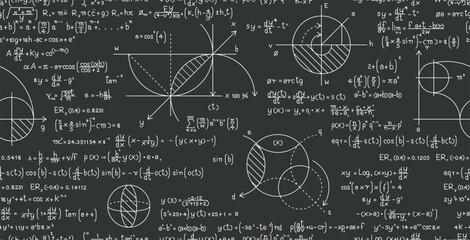 Wall Mural - seamless blackboard math calculation numbers.