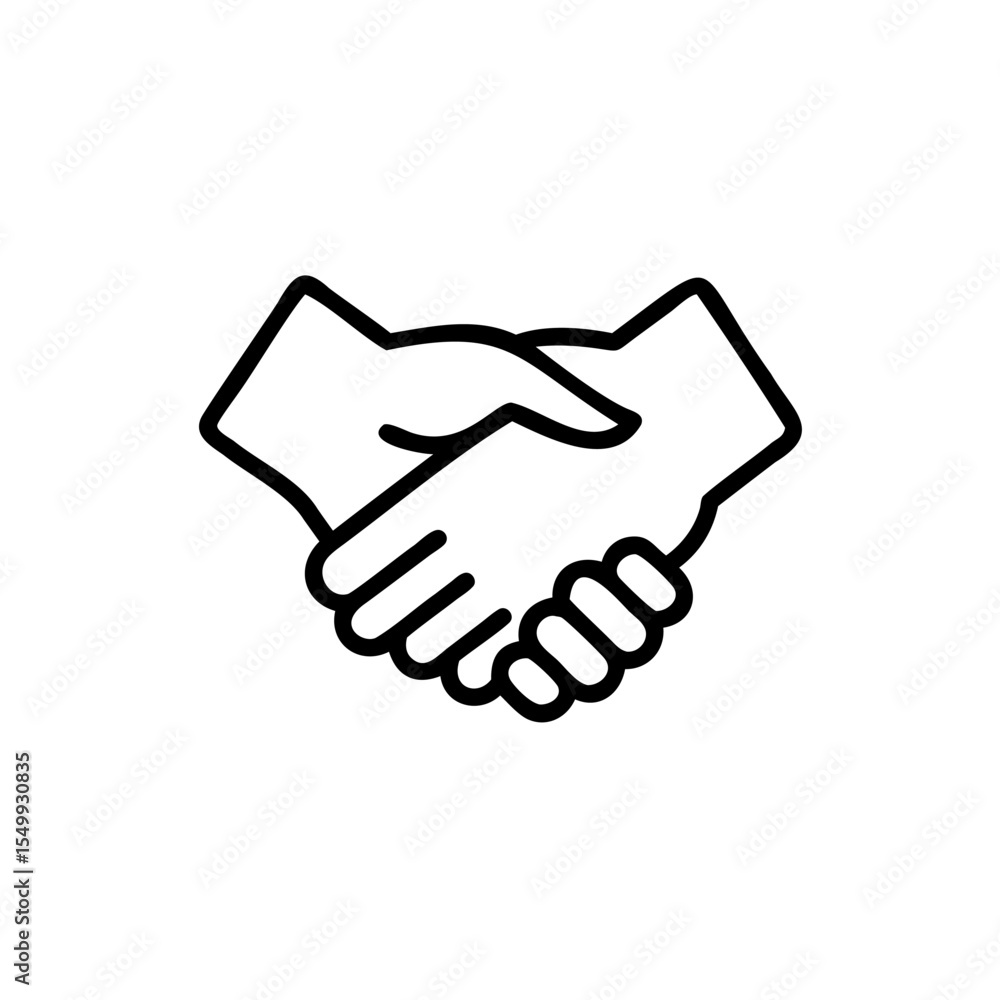 Handdrawn Line Art Two Hands Shaking Deal Agreement Icon handshake