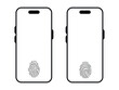 © garasi icons - mobile phone with fingerprint icon. vector illustration
