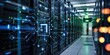 © hobonski - High-tech data center with glowing digital circuits, symbolizing cloud computing, data processing, cybersecurity, and advanced network infrastructure.