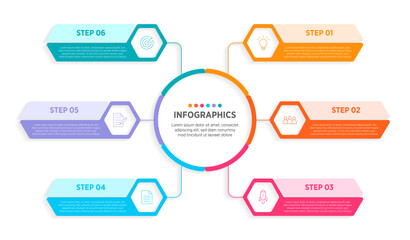 Wall Mural - modern vector infographic label design with circle infographic template design and 6 options or step