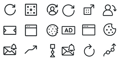 User interface outline icons set - simple, linear, navigation and web elements