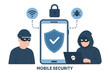 © Music_A - The concept of mobile security is a modern phenomenon, where intelligent applications safeguard smartphones against theft and hacking attempts, leveraging internet of things technology for automated
