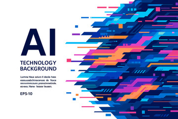 ai technology abstract background. art creative banner concept in digital glitch style. high tech po
