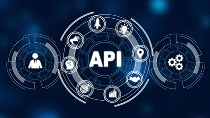 API - Application Programming Interface. Software development tool. Business, technology, internet and network concept. Digital technology background.