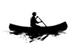 © Alloca Design Studio - a black silhouette of a man in a boat on the water black, boat, canoe, kayak, man, silhouette, water , Generative art.