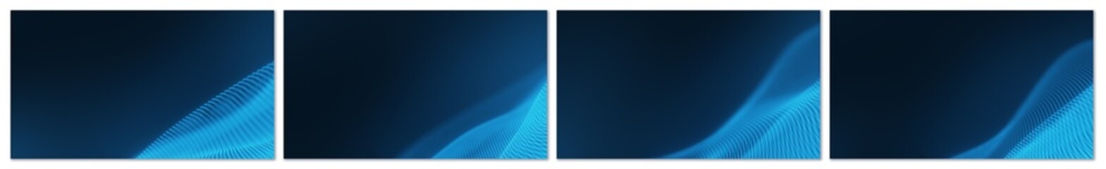 Wall Mural - abstract technology particles mesh background. set of 4 dark blue backgrounds with luminous blue par
