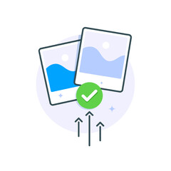 Wall Mural - success upload photo, document, file concept,flat design icon vector illustration