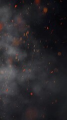 Wall Mural - vertical smoke and orange glowing sparks in wind 4k loop features smoke and sparks blowing up the sc
