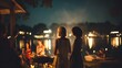 © Asim Ali - Evening Lakeside BBQ party with friends warmth of friendship on full display under the night sky soft bokeh lighting