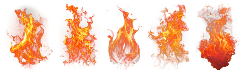 Wall Mural - png vibrant fiery flames collection, element set on transparent background