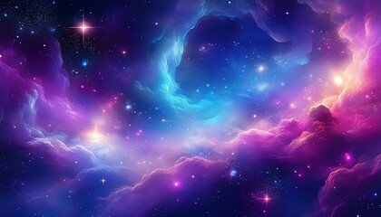 vibrant purple and blue nebula background with stars