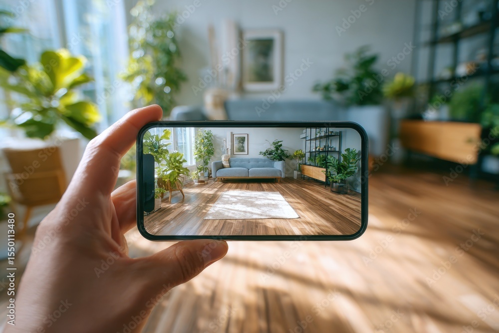 Augmented reality smartphone app for modern home interior design layout ...