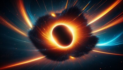 Wall Mural - exploding black hole with radial energy beams for sci fi or cosmic designs