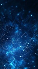 Wall Mural - abstract dark blue background with polygonal pattern and glowing lines
