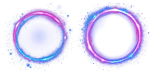 Wall Mural - png vibrant neon circular light effects, element set on transparent background