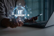 © MUNTHITA - IT support concept with engineer providing secure service and consulting software tools for business information technology technical innovation interface solution digital transformation in cyberspace