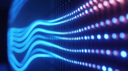 Wall Mural - closeup blue background wave light interconnections cute flares technology review bar wall tron
