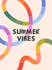 Wall Mural - summer vector illustration with bright rainbow lines.abstract background with multicolored dinamic s